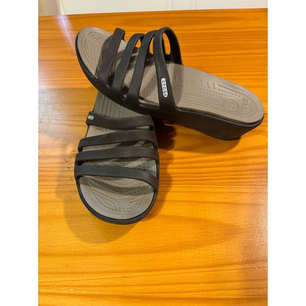 Crocs Rhonda Wedge Sandals Brown Size 8 Women's