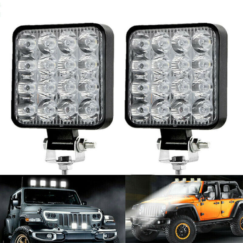 Automotive LED square 16 white lights 48W 12V for off-road forklift front light