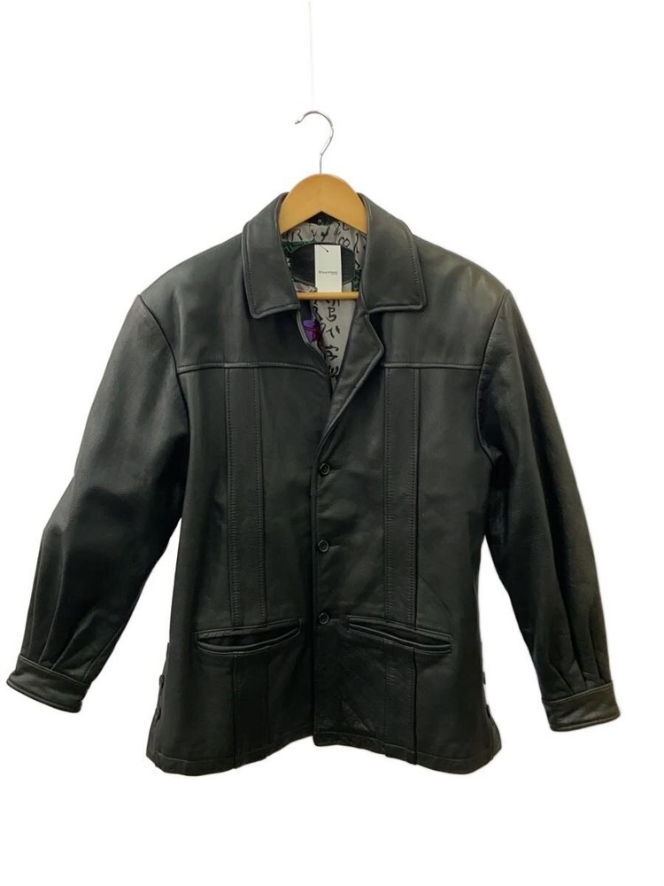 Wind  Leather Jacket Blouson/M/Leather/Blk/Plain 3464