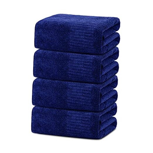Premium 4-Pack Navy Blue Large Bath Sheets Soft Absorbent Towels