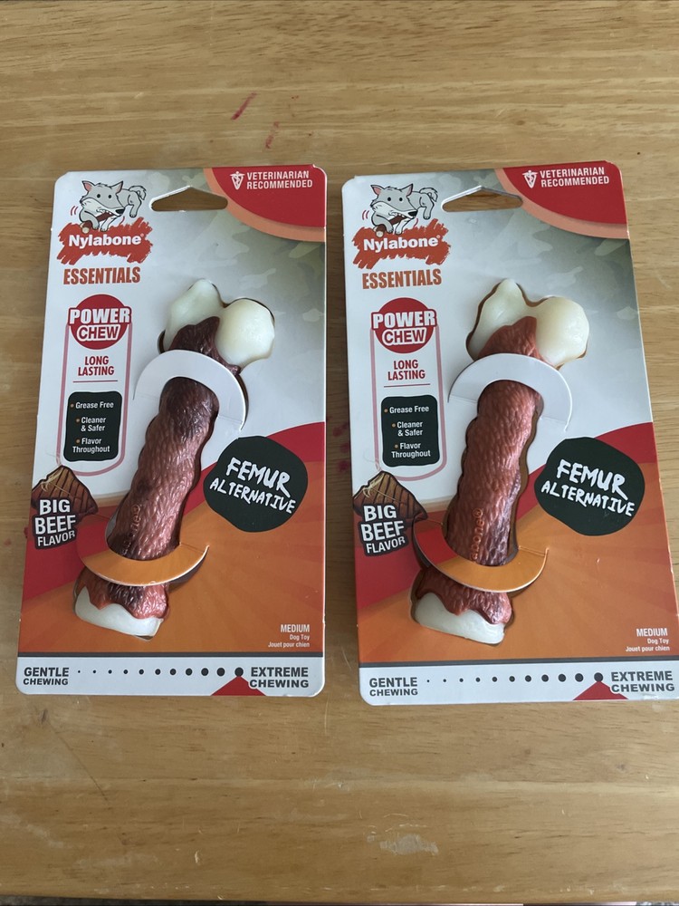 2- Nylabone Femur Bone Rawhide Alternative Power Chew Durable Dog Toy - Medium