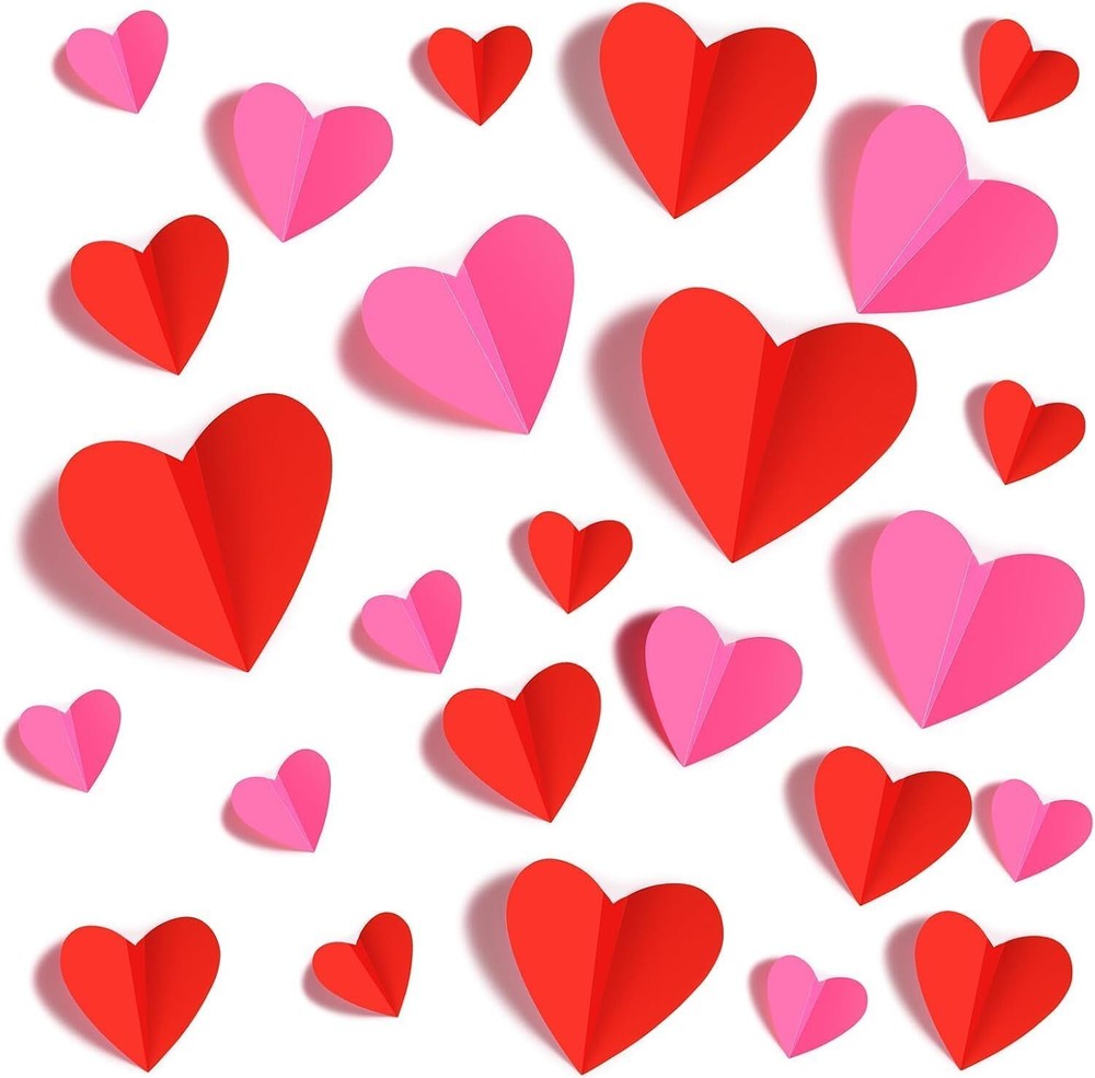 60Pcs Valentine's & Galentine's Day Wall Decor in Red & Pink