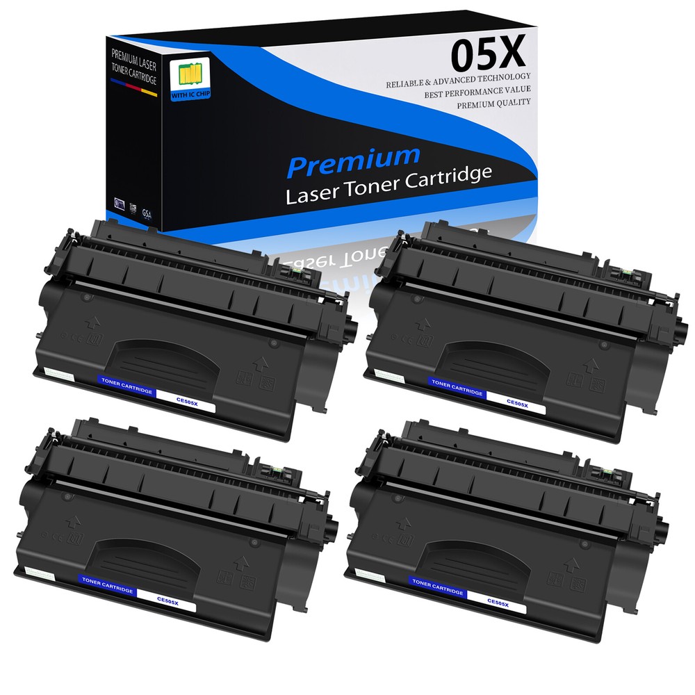 4PK High Yield CE505X 05X Toner Cartridge Compatible for HP LaserJet P2055 Series