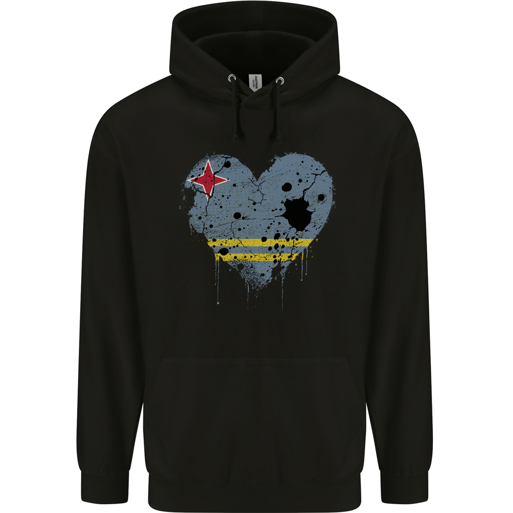 Love Flag Aruba Football Mens 80% Cotton Hoodie
