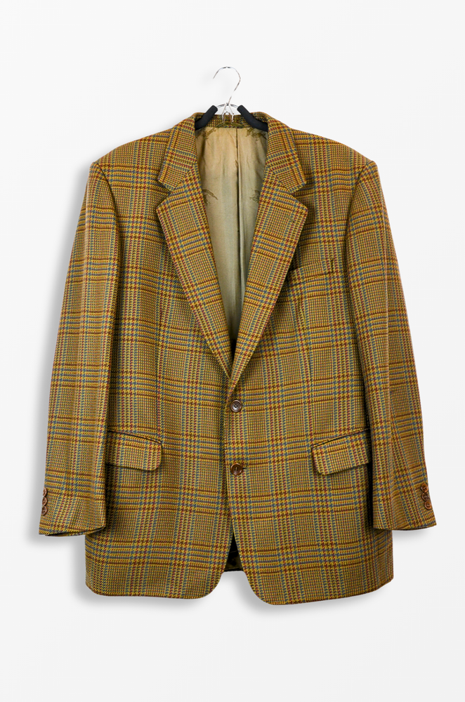 Burberrys Vintage Pure New Wool Blazer Jacket Check Pattern Germany – Size ~L
