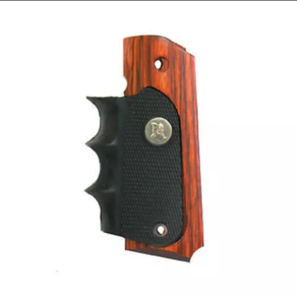Pachmayr 1911 Grip-Wood Grip Panels W/Rubber Finger Grooves