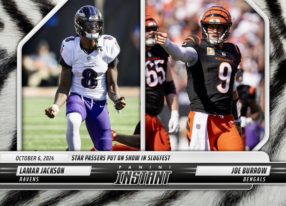 PreSale 1/5 Lamar Jackson/Joe Burrow 2024 Panini Instant NFL #69  White Tiger-image