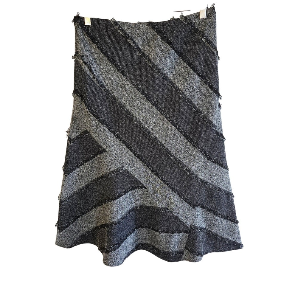 Size 8 Lena Gabrielle Tweed Mini Skirt with Fringe and Stripes