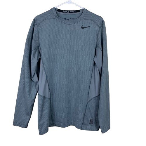Nike ProCombat Gray Fitted Hyperwarm Dri-Fit Compression Shirt Size Large