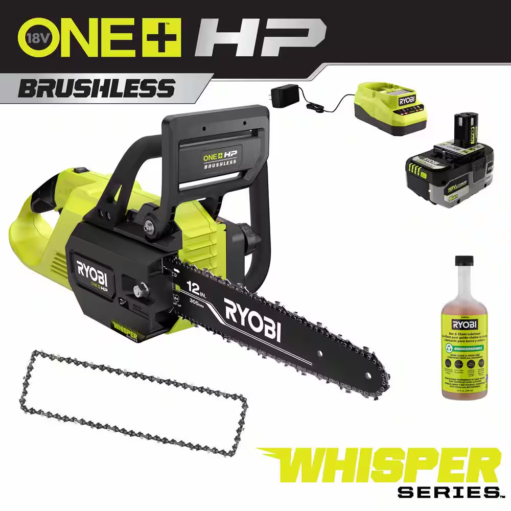 ONE+ HP 18V Brushless Whisper Series 12 In. Battery Chainsaw W/ Extra Chain, Bar