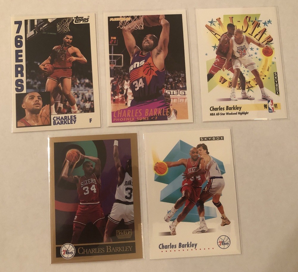 Lot of 5 Charles Barkley Sixers 76ers Suns Basketball NBA Cards
