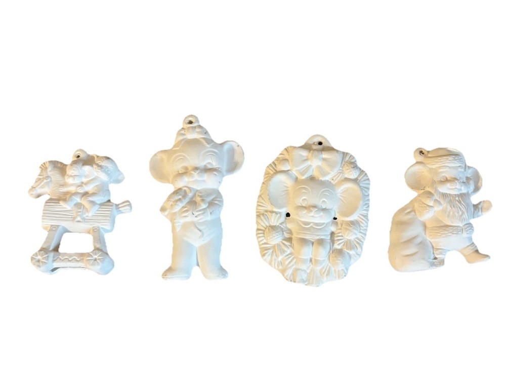 Vintage Ceramic Unpainted Mouse Christmas Ornaments - Lot of 4, Read Description