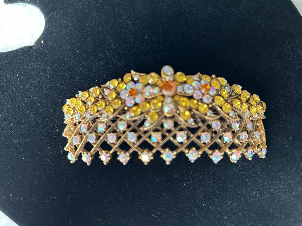 Clip Paris yellow made with Swarovski crystal hairclip hair barrette 4.5
