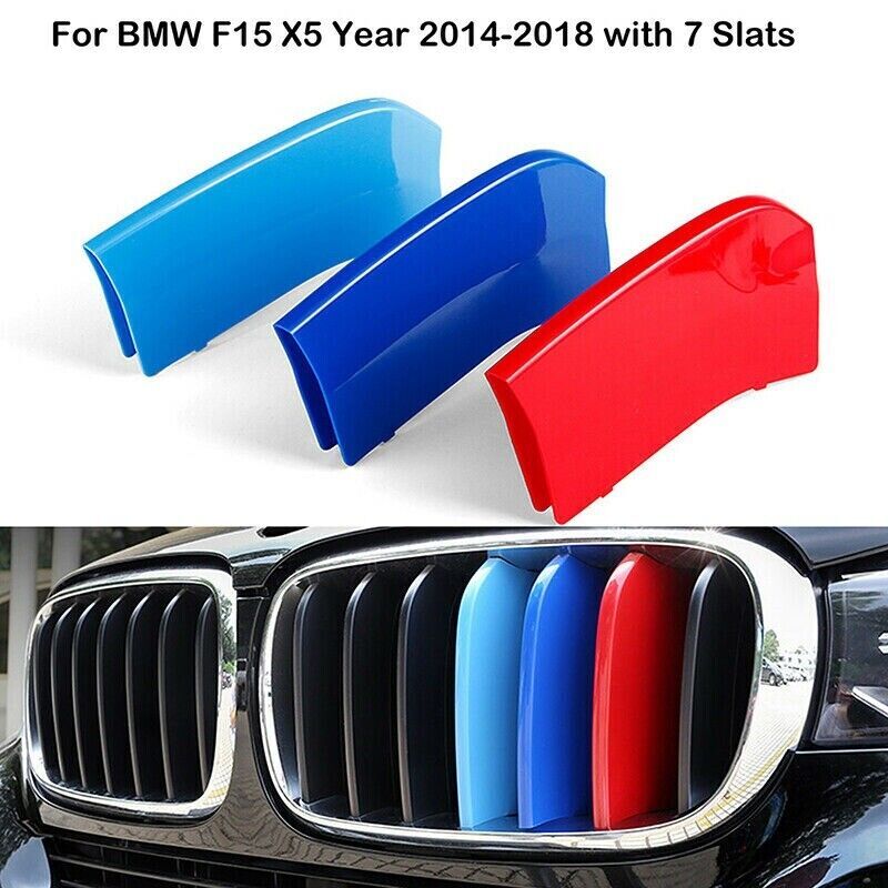 Tri-Color M Sport Grille Kidney Insert Trim Cover Decor For BMW X5 F15 2014-2018