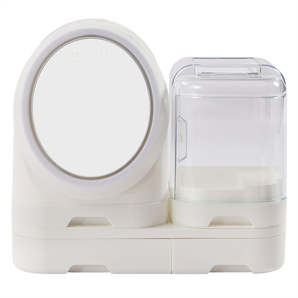 LED Makeup Organizer Box Large Capacity White Tabletop Storage