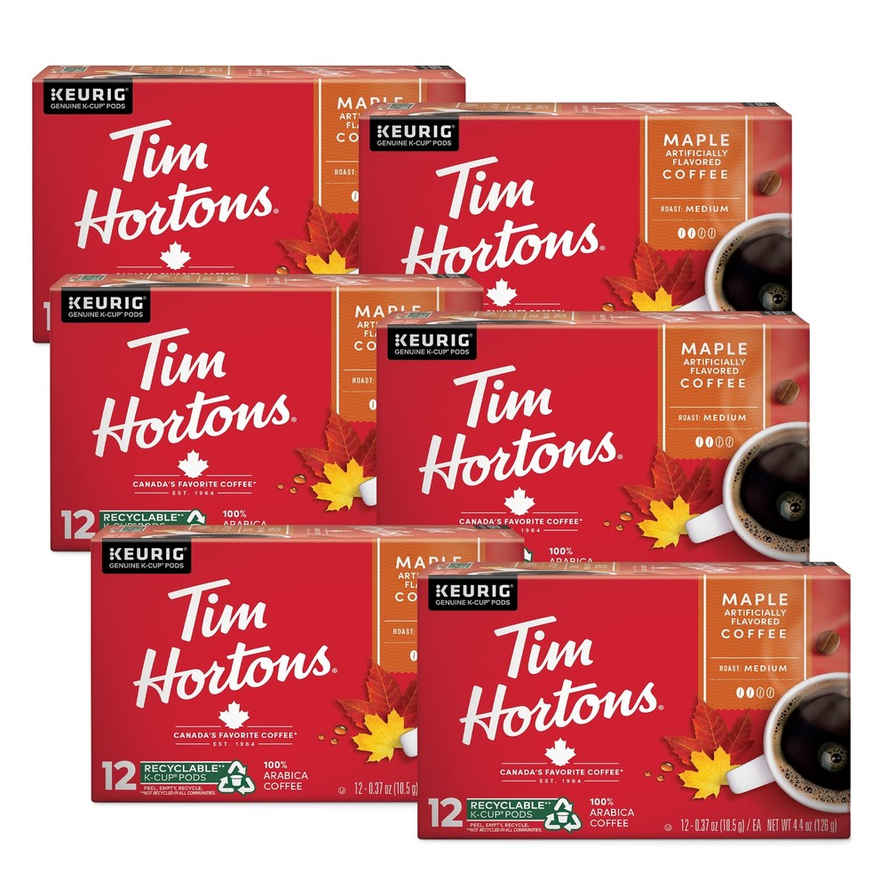 Tim Hortons Maple Coffee K-Cup Pods 72ct Compatible with Keurig