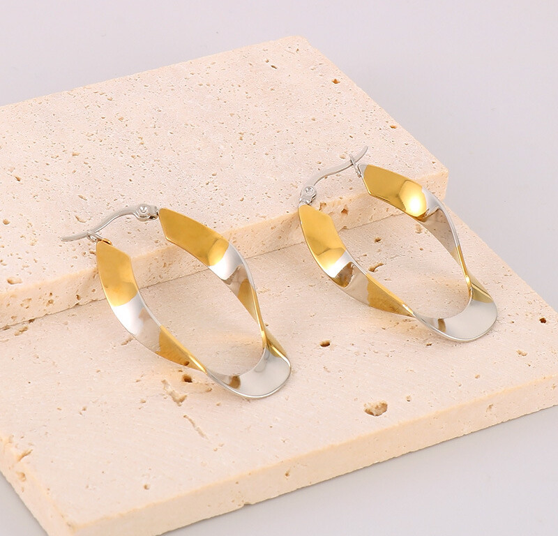Retro irregular twist piece U-shaped earrings titanium steel earrings jewelry