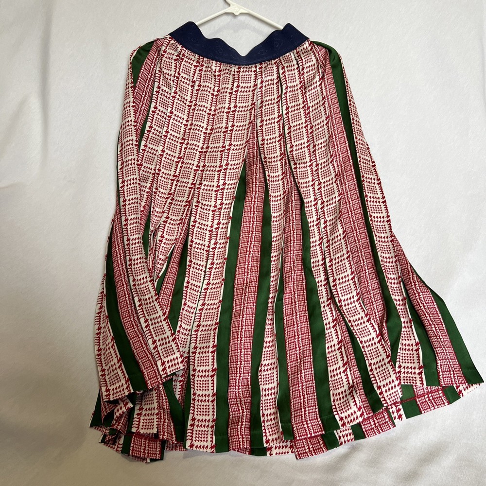 Women's Pleated Midi Holiday Skirt Size Large, Green, Red