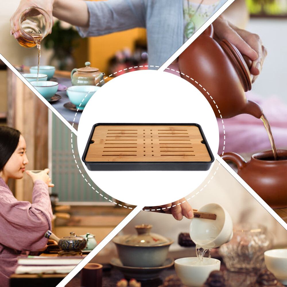 Japanese Rectangular Tea Tray with Water Absorbent Dish Drainer