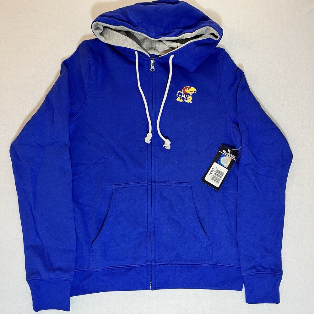 ProEdge Kansas Jayhawks Women's Medium Full Zip Hoodie Pockets NCAA Blue New