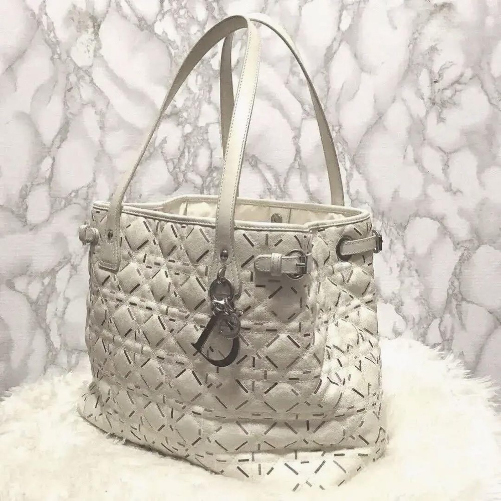 Christian Dior Lady Handbag Rare Design Vintage Genuine Leather Bag