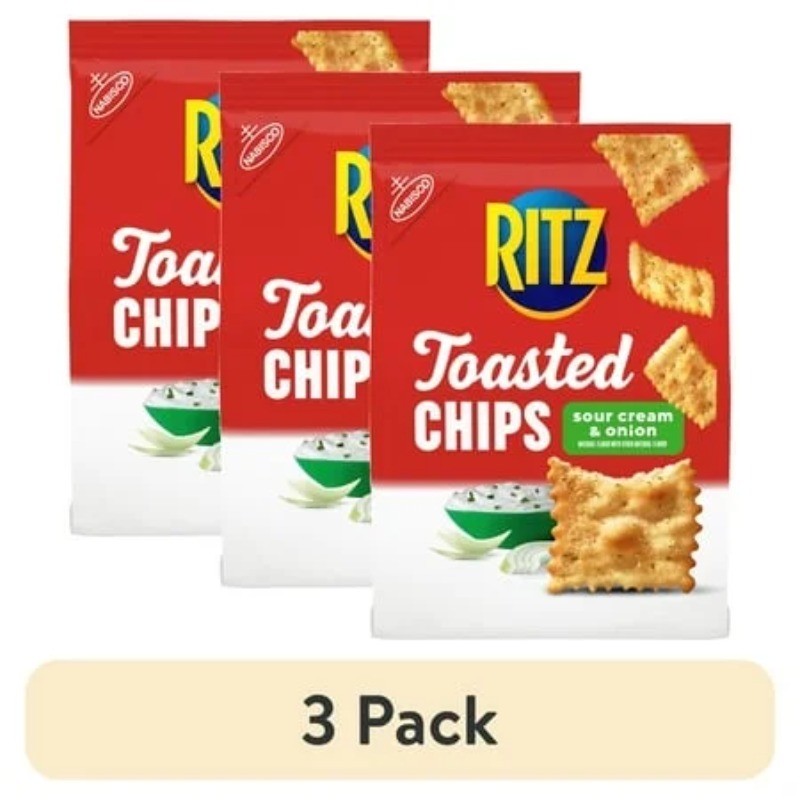 3-Pack RITZ Toasted Sour Cream & Onion Chips Party Snacks-image