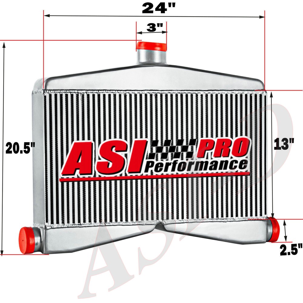 3.5in Aluminum Twin Turbo Intercooler 2-In-1-Out 3in Outlet Dual 2.5in Inlet