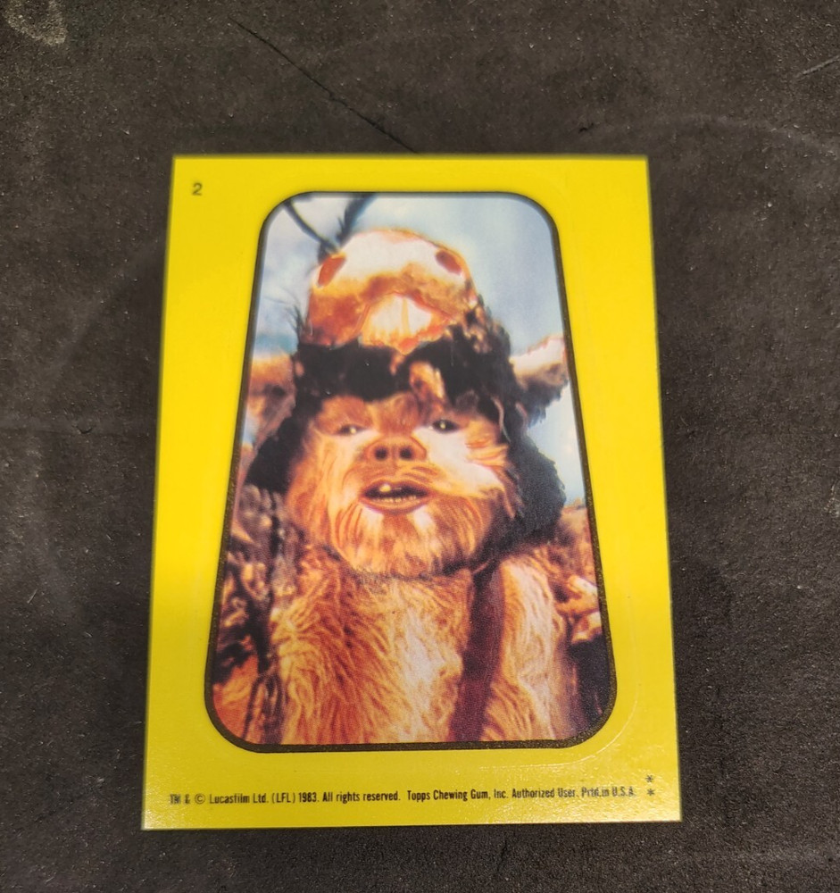 1983 Topps Return of the Jedi series 1 #2 Ewok sticker yellow border