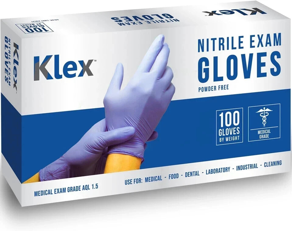 Klex Nitrile Exam Gloves Medium 100 Count Medical Grade Latex Free Powder Free