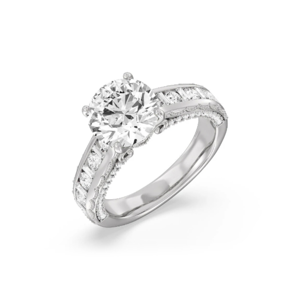 Engagement 18K White Gold Diamond Ring IGI Lab Created 2.50 Ct Round Cut