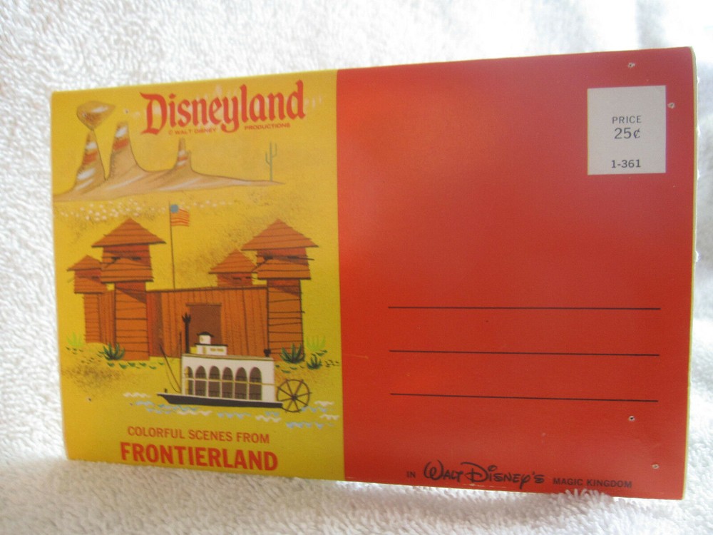 1960s Vintage Disneyland Frontierland 13-Scene Postcard Folder Original Disney Collectible