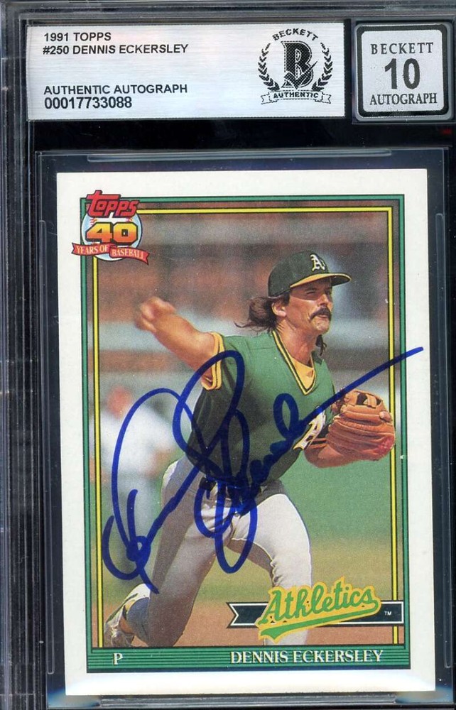 Dennis Eckersley Gem Mint 10 Beckett BAS Signed 1991 Topps Autograph