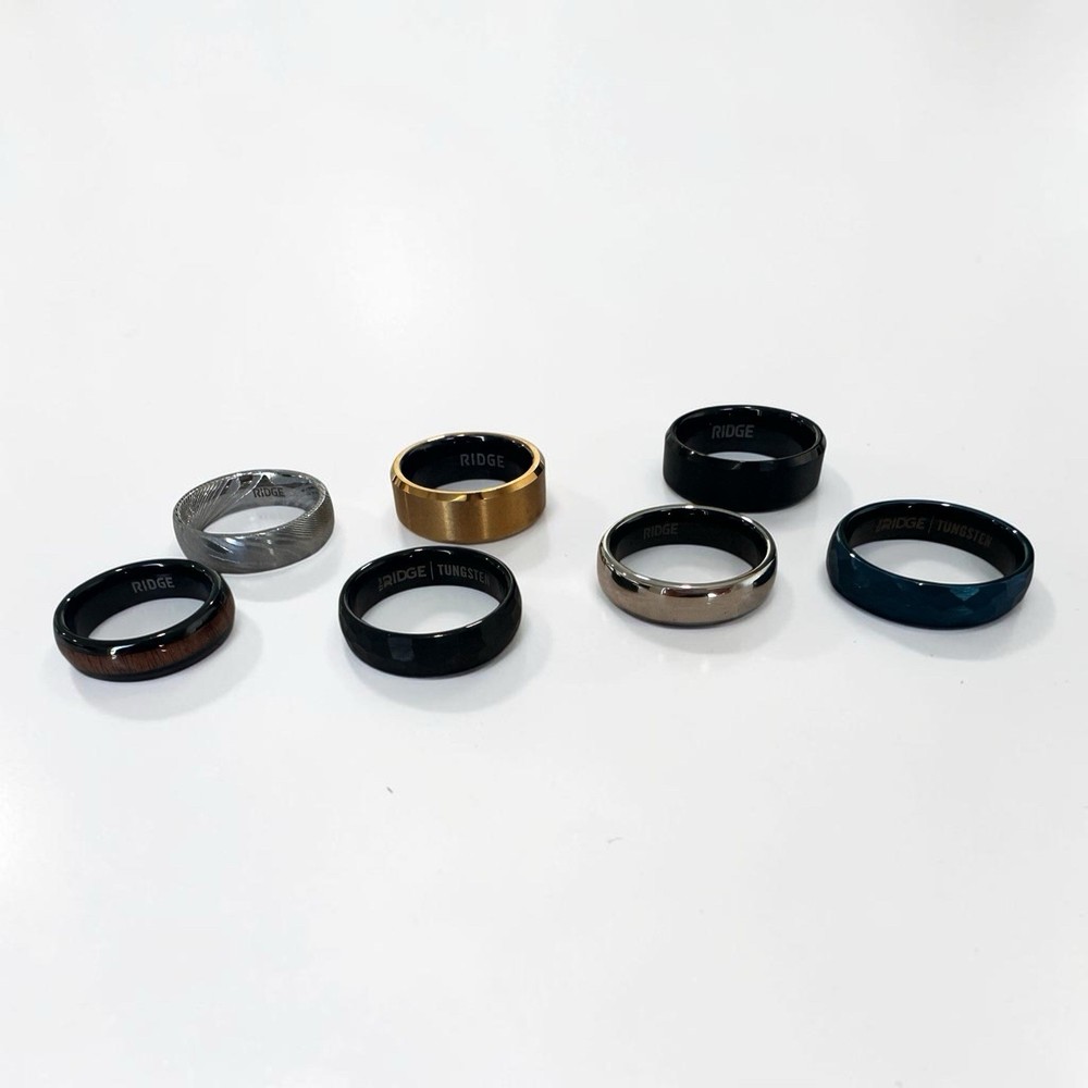 RIDGE Men’s Tungsten Rings Multiple Styles 6mm 8mm Wedding Band Comfort Fit Lot