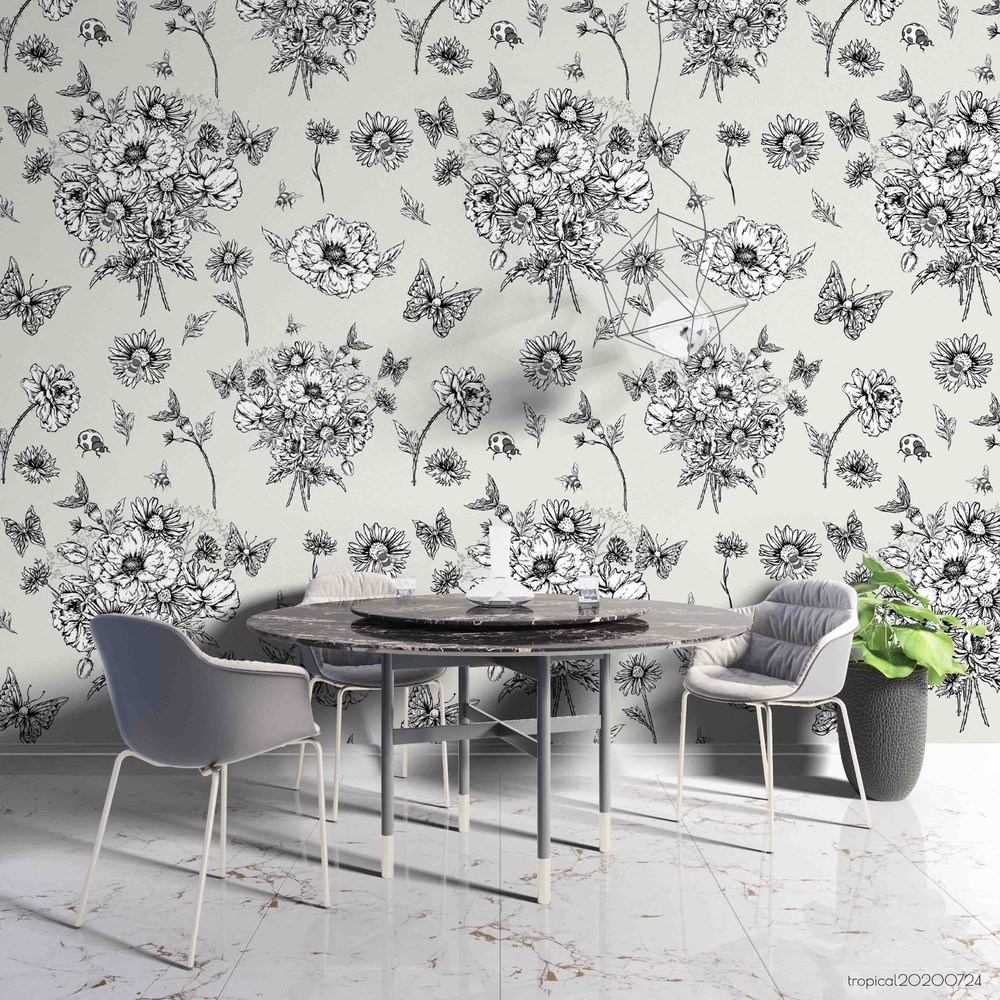 3D Flower Butterfly Pattern Wall Murals Wallpaper Murals Wall Sticker