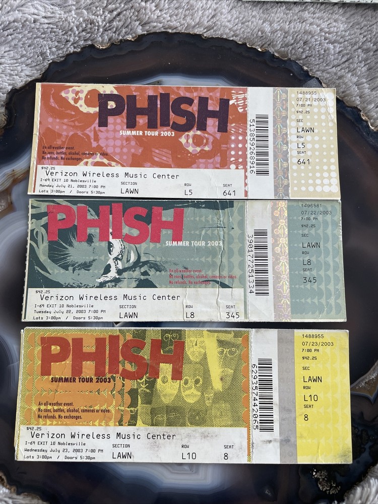 Phish Noblesville 7/21 , 22, 23 / 2003 Stubs