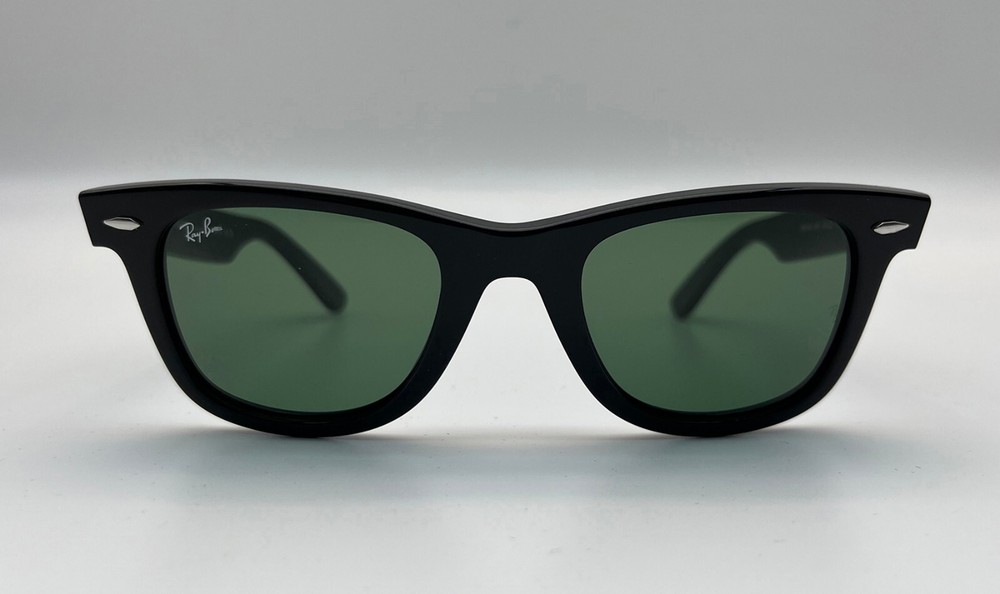 NEW Ray-Ban RB2140 901 Sunglasses Original Wayfarer Polished Black Green Lenses