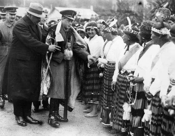 Edward Prince Of Wales Greeting Maori Women New Zealand 1920 Old Photo