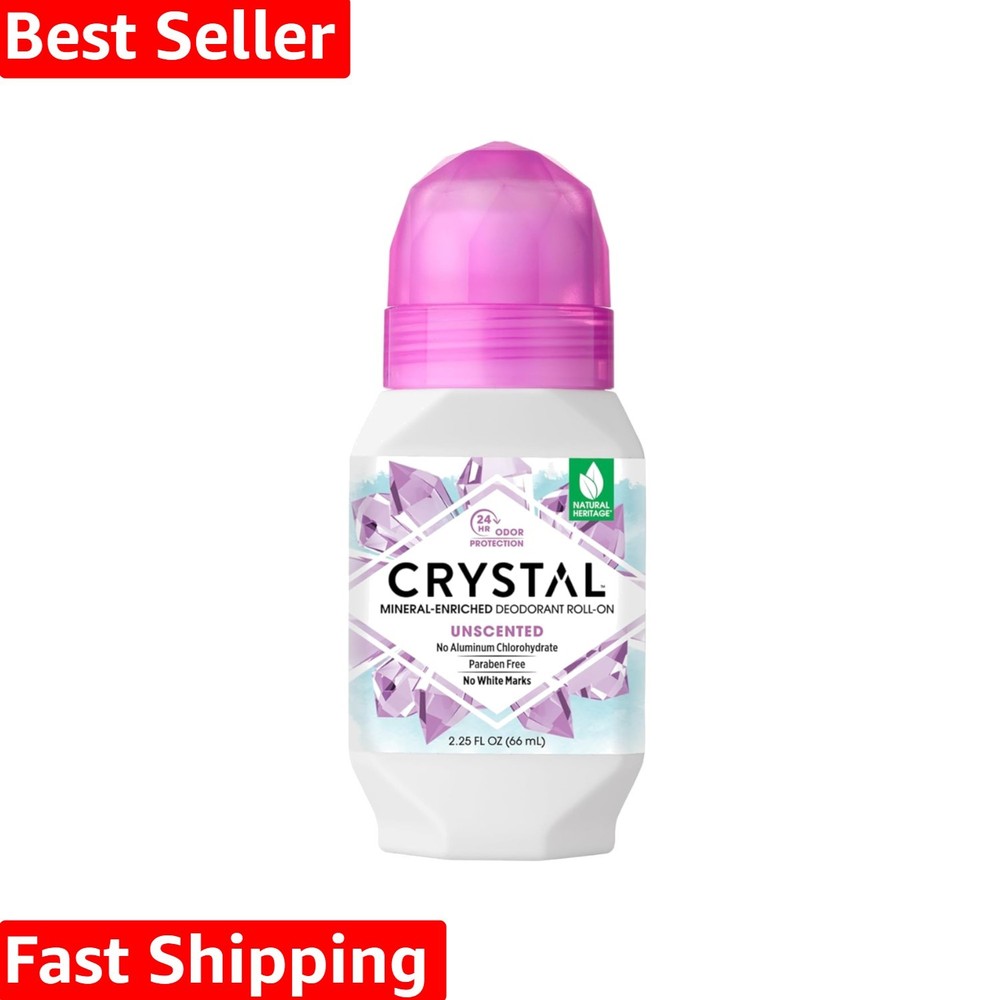 Hypoallergenic CRYSTAL Mineral Deodorant Roll-On - Aluminum & Paraben Free