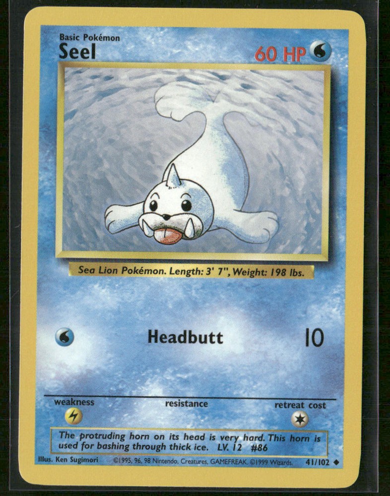 1999 Pokémon Seel 41/102 Holo Rare Vintage Trading Card