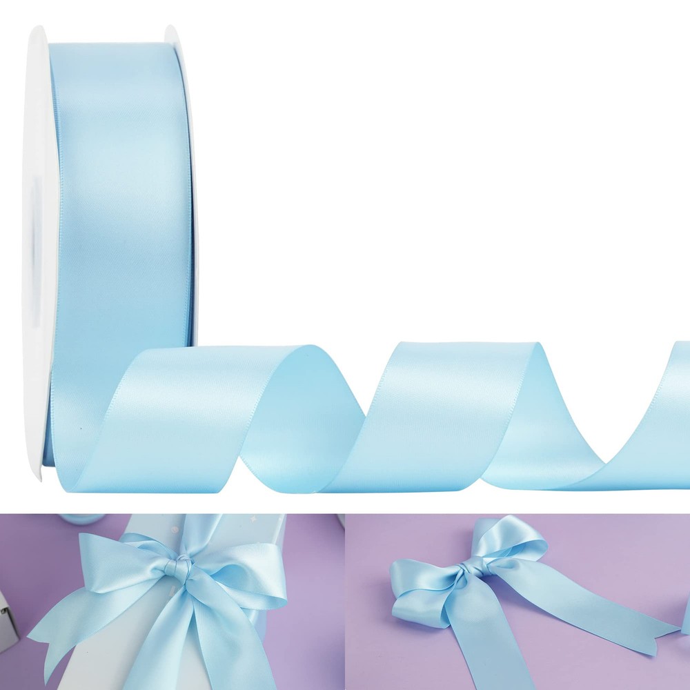 Baby Blue 1-1/2 Inch Double Satin Ribbon 50 Yards Silk Finish
