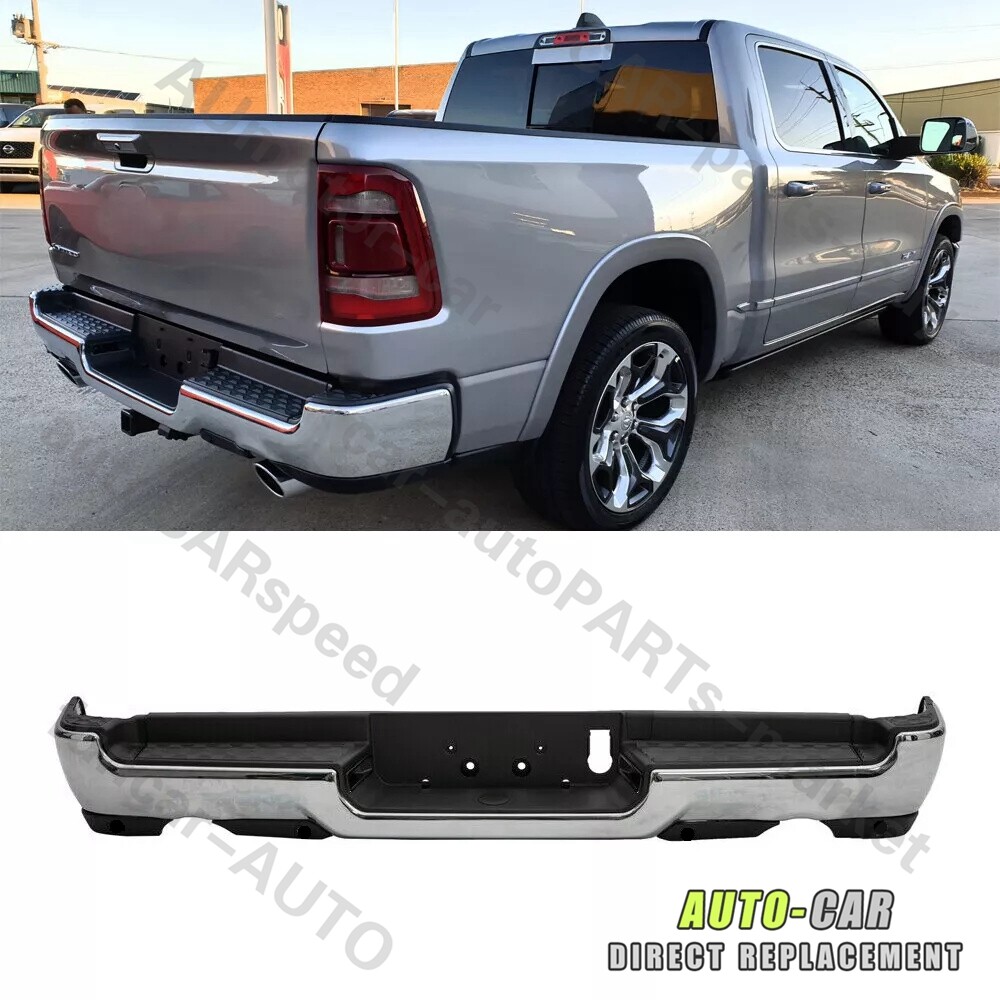 Chrome Rear Bumper For 09-18 Ram 1500 2019 Classic w/Dual Exhaust w/o Park Holes