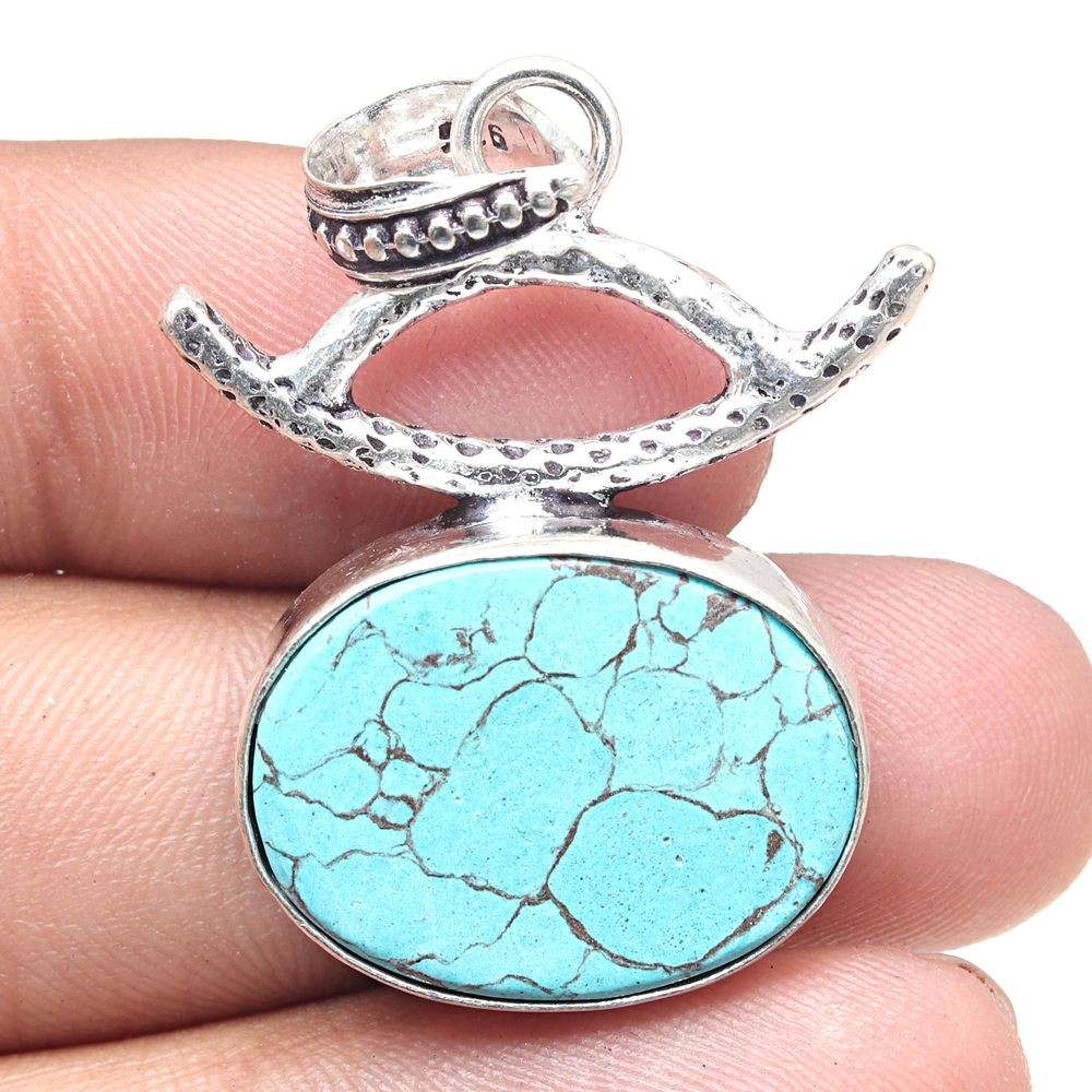 Handmade Antique Tibetan Turquoise Gemstone Necklace 1.5 Inch