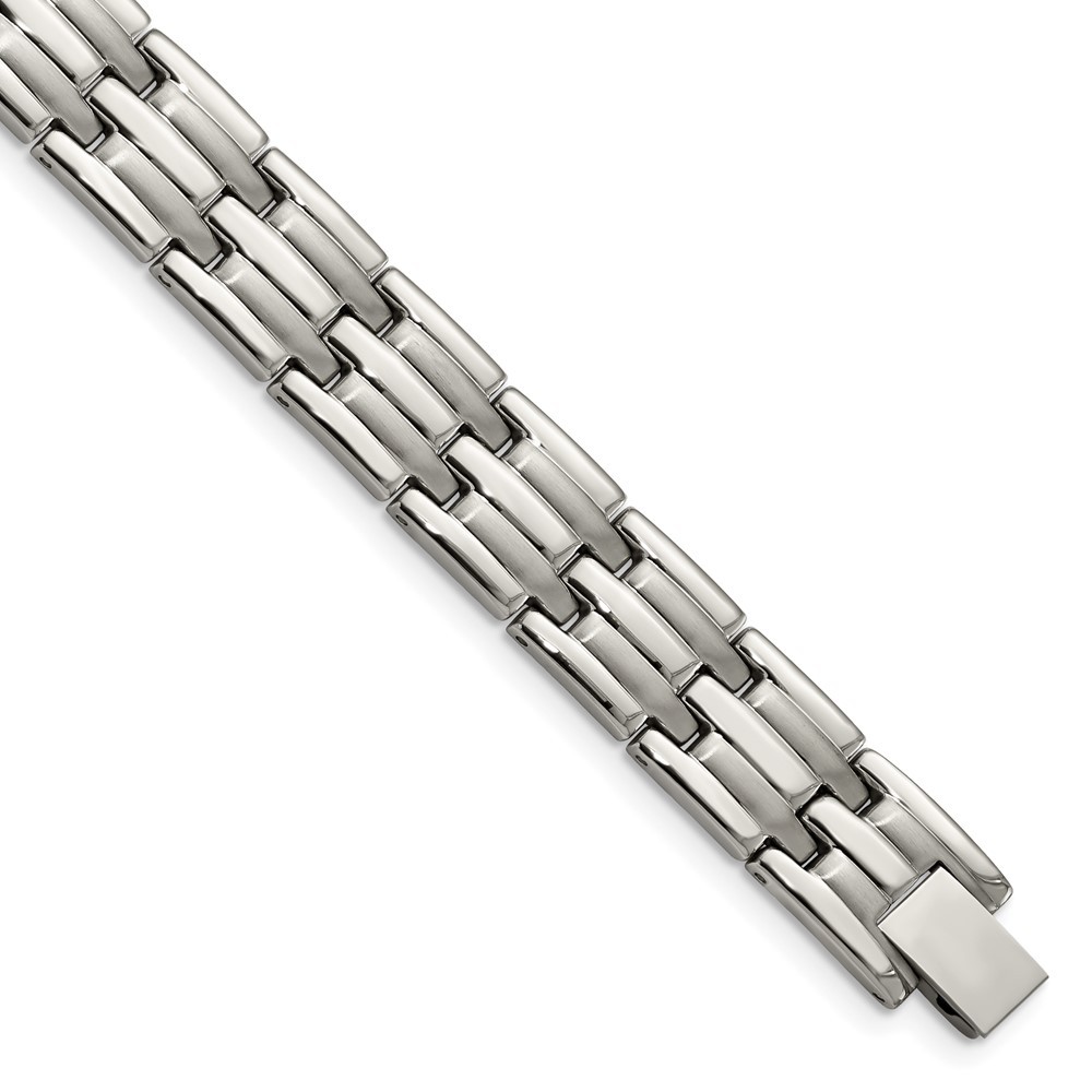 Stainless Steel Brushed and Polished Link Chain Bracelet 8.5