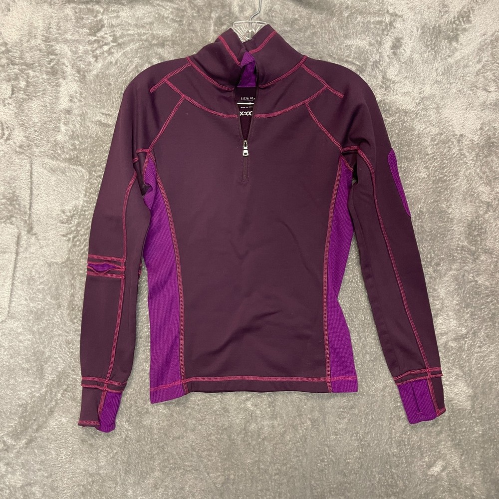 Title Nine Women Slim Athletic Fit 1/2 Zip Mock Neck Active Pullover XS Purple