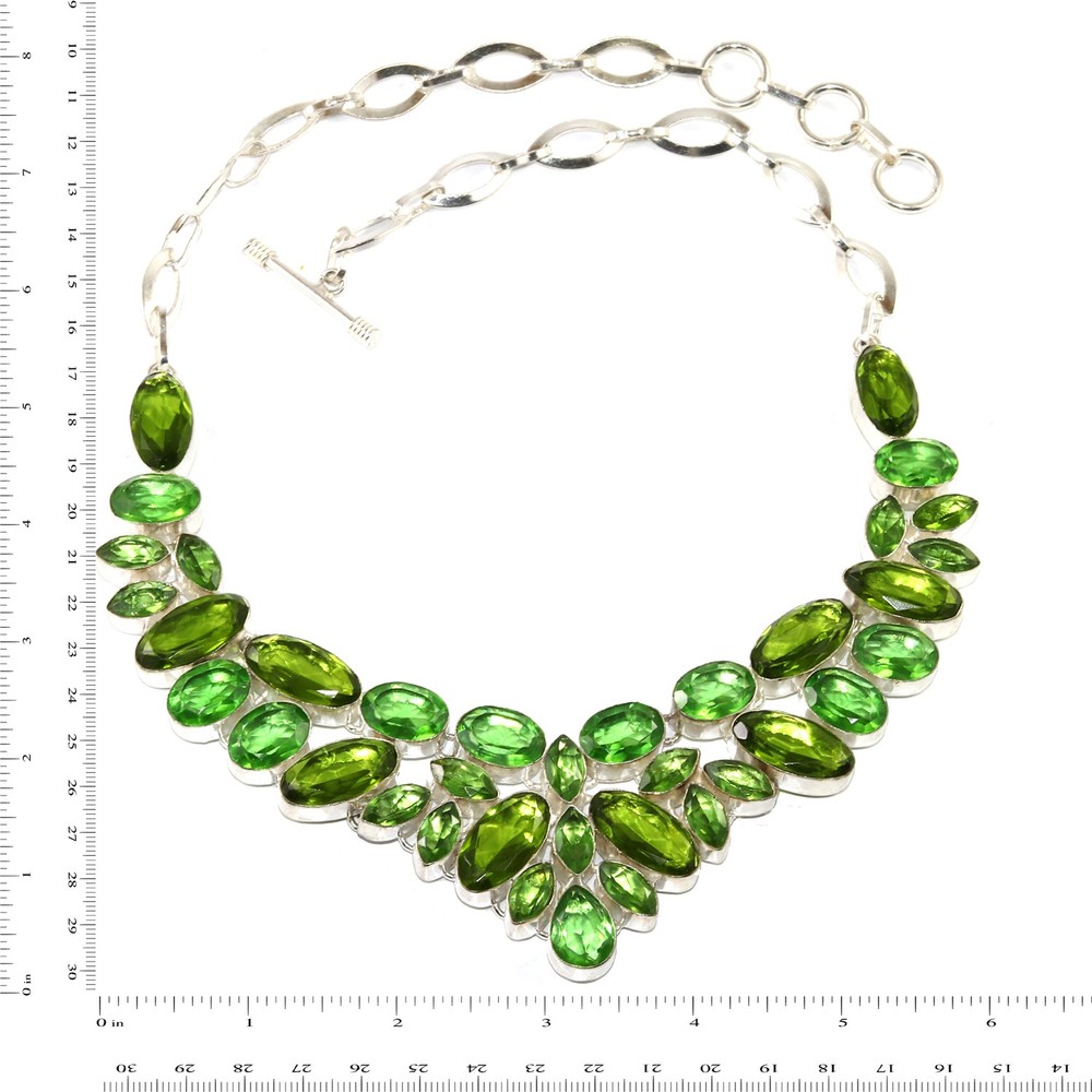 Peridot Quartz Gemstone Ethnic Necklace 16-18 Inches Bohemian Style