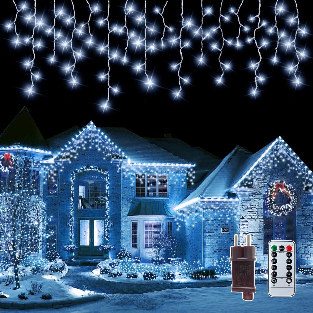 Icicle Lights for Outside【with Remote】 32.8FT 432 LED 8 Modes Christmas Light...