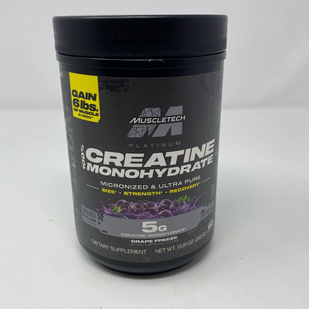 MuscleTech Platinum 100% Creatine Monohydrate Powder - Grape Freeze, 13.81 oz