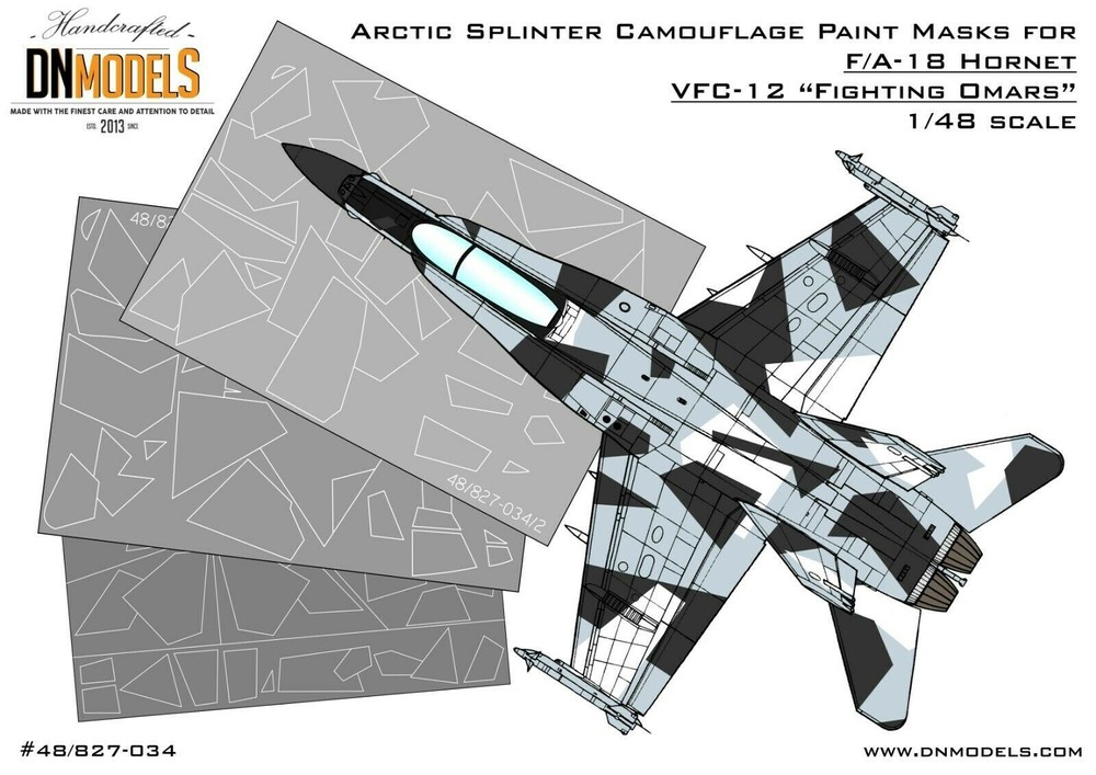 Arctic Splinter Camo Paint Masks for F/A-18 Hornet Aggressor 1/48 DN Models