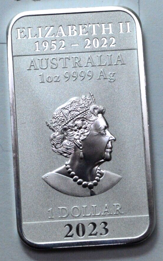 2023-P CHINESE DRAGON 1 oz 9999 Silver Rectangular Australia Coin Bar Perth Mint