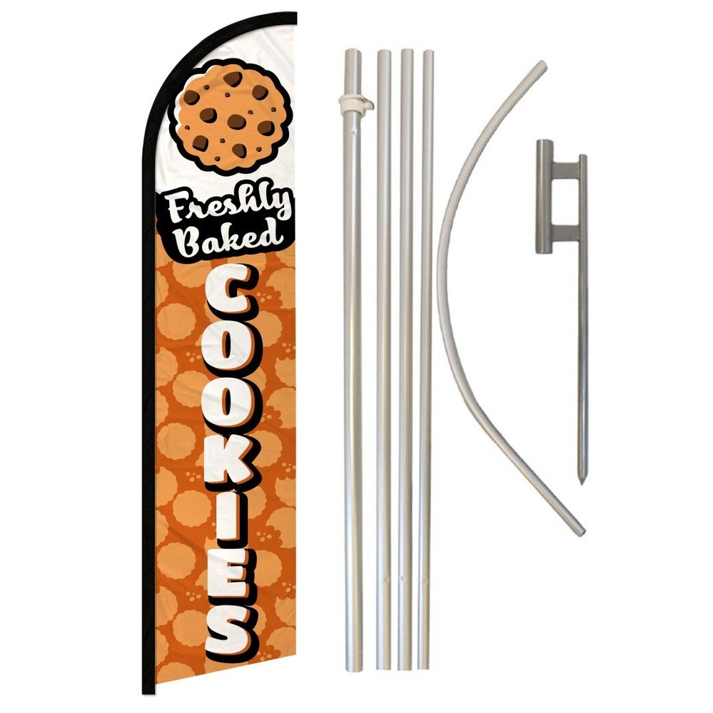 Freshly Baked Cookies Full Curve Windless Swooper Flag Pole Kit for Concessions